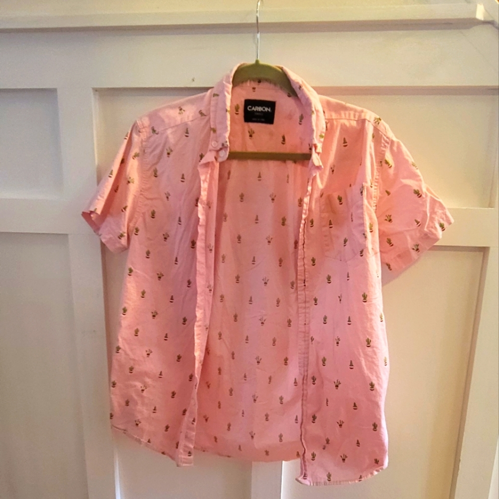 Small, Pink Cacti button up